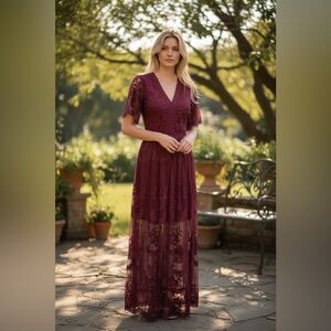 #397 Elegant Lace Plum Dress